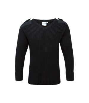 BLUE CASTLE - V NECK COMBAT JUMPER SWEATER Black