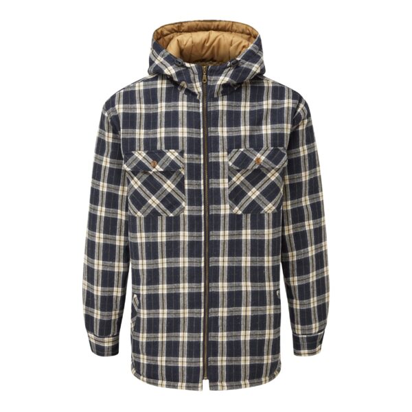 Fort Workwear Penarth Check Jacket Hoodie Navy 125