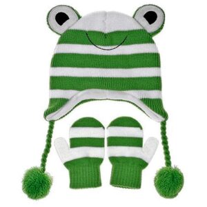 NUZZLES HAT & MITTEN SET - FROG 2-5yrs