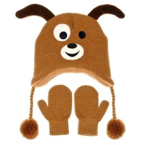 NUZZLES HAT & MITTEN SET - DOG 2-5yrs