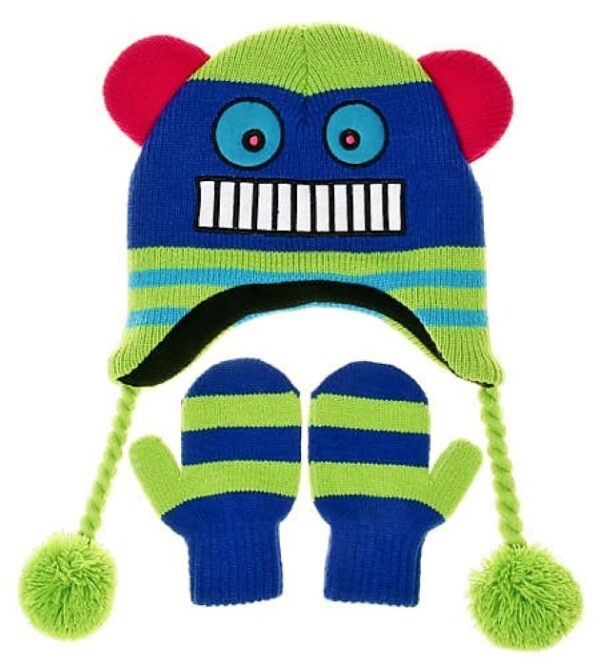 NUZZLES HAT & MITTEN SET - ROBOT 5-9yrs