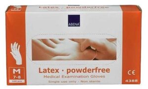 Gloves Latex Natural Disposable Powder Free Pack of 100 gloves by Abena