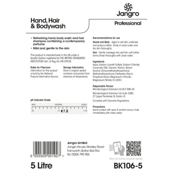 Hand Hair & Bodywash Soap Jangro 5L