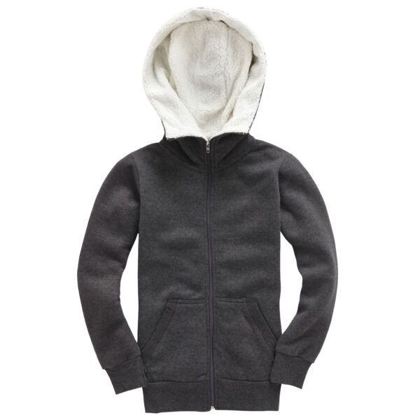 COTTON RIDGE SHERPA FLEECE TURTLE NECK ZIP HOODIES PEACH FINISH Black Melange