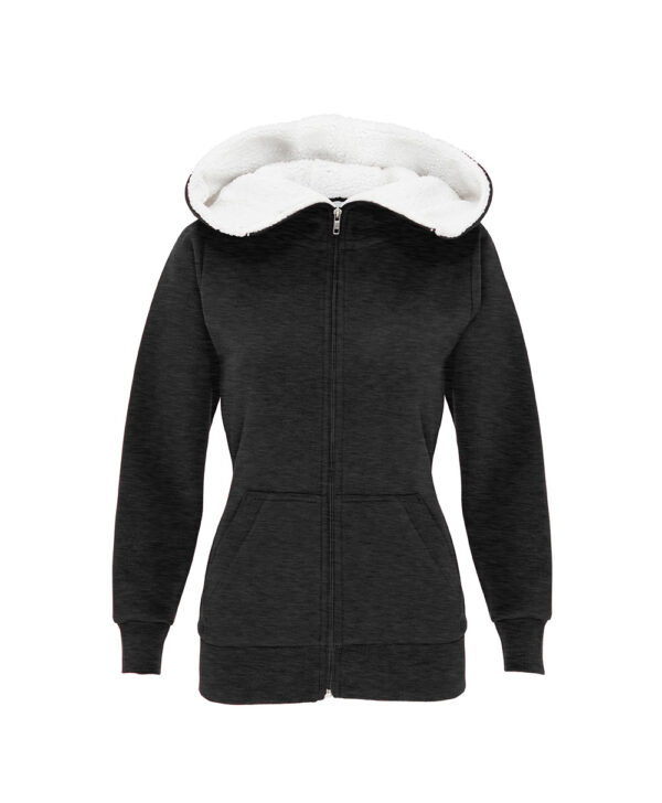 COTTON RIDGE SHERPA FLEECE TURTLE NECK ZIP HOODIES PEACH FINISH Black Melange F