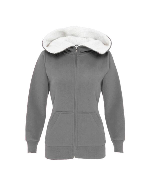 COTTON RIDGE SHERPA FLEECE TURTLE NECK ZIP HOODIES PEACH FINISH Grey F