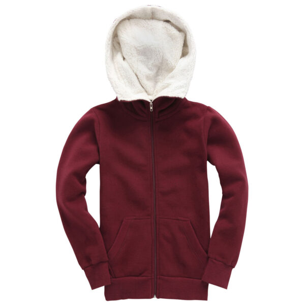 COTTON RIDGE SHERPA FLEECE TURTLE NECK ZIP HOODIES PEACH FINISH Maroon