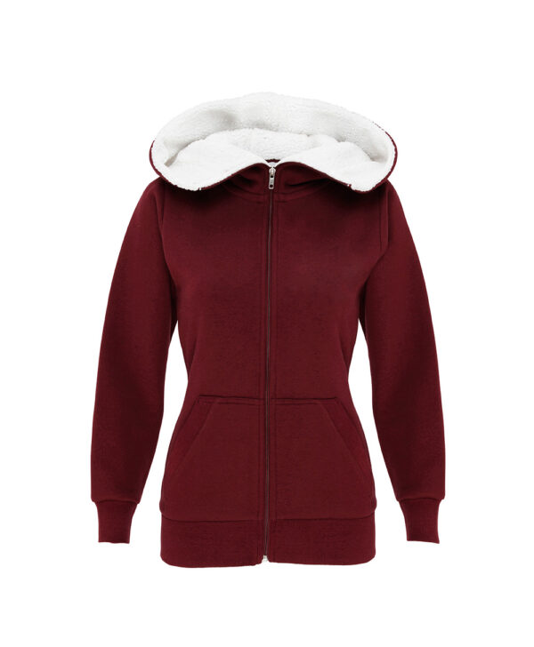 COTTON RIDGE SHERPA FLEECE TURTLE NECK ZIP HOODIES PEACH FINISH Maroon F