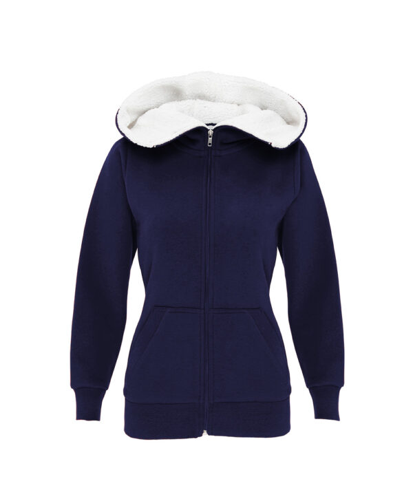 COTTON RIDGE SHERPA FLEECE TURTLE NECK ZIP HOODIES PEACH FINISH Navy F