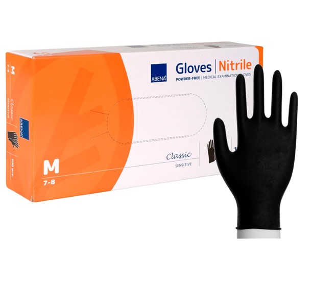Abena Black Nitrile Medium Gloves